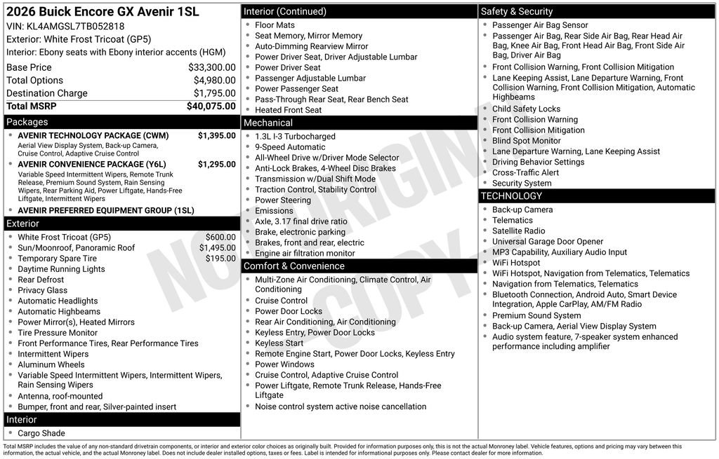 buick encore gx 2026 KL4AMGSL7TB052818 image buick encore gx 2026 KL4AMGSL7TB052818 image